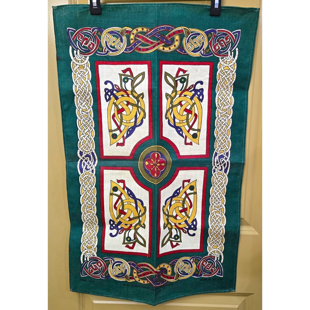 Vintage Ulster Weavers "Celtic Celebrations" Irish Linen Tea Towel Deirdre Neill